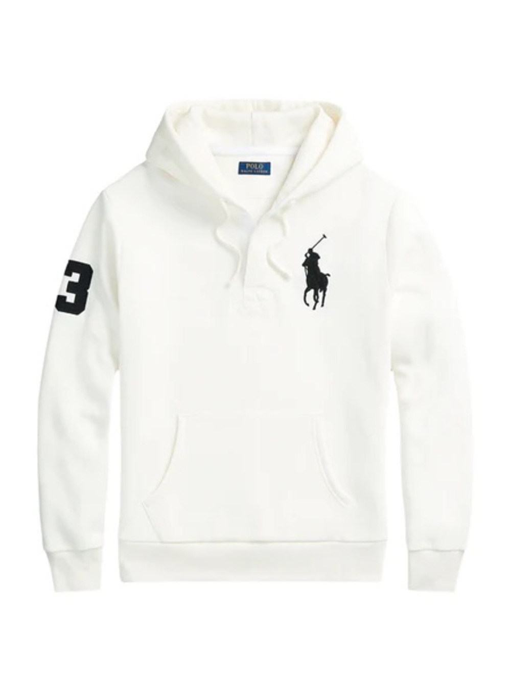 Polo Ralph Lauren Men's Big Pony Fleece Pullover Hoodie - White (Size Small)